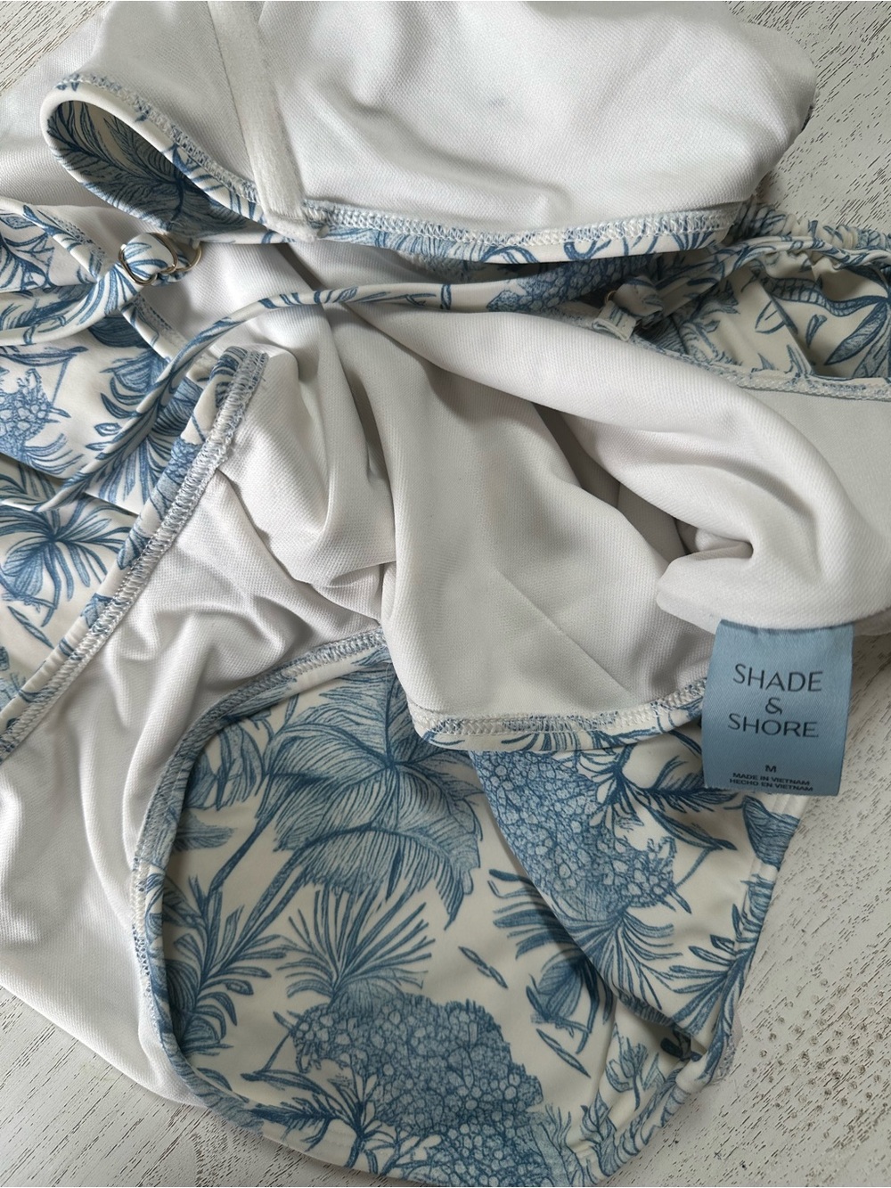 Shade & Shore White One-Piece with Blue Tropical Print - Picture 6 of 7